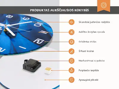 Runde wanduhr aus glas Pfirsich