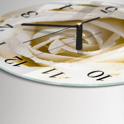 Wanduhr glas rund Rose