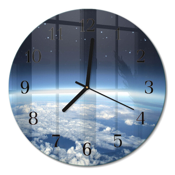 Runde wanduhr aus glas Das Universum der Erde