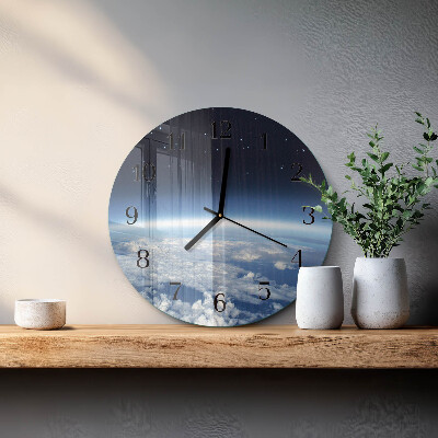 Runde wanduhr aus glas Das Universum der Erde