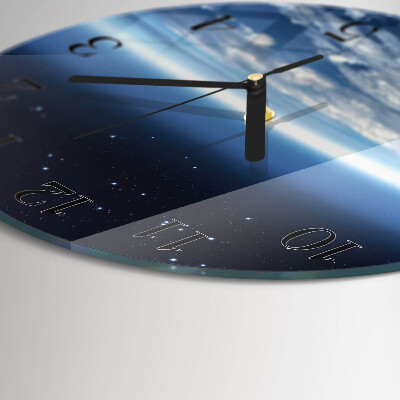 Runde wanduhr aus glas Das Universum der Erde