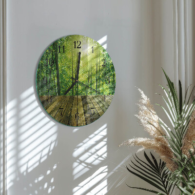 Runde wanduhr aus glas Bambus