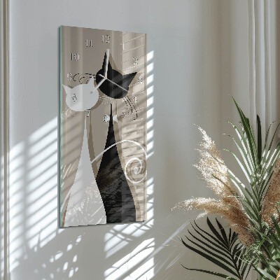 Moderne wanduhr vertikal Katzen