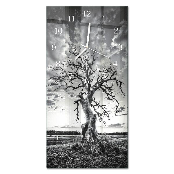Vertikale glas wanduhr Baum
