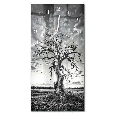 Vertikale glas wanduhr Baum