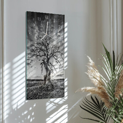 Vertikale glas wanduhr Baum