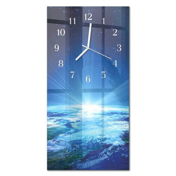 Vertikale glas wanduhr Das Universum der Erde