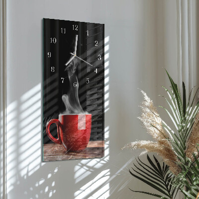 Vertikale glas wanduhr Eine Tasse Kaffee