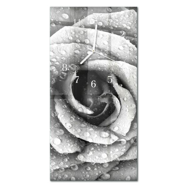 Vertikale glas wanduhr Rose