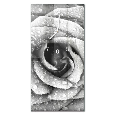 Vertikale glas wanduhr Rose