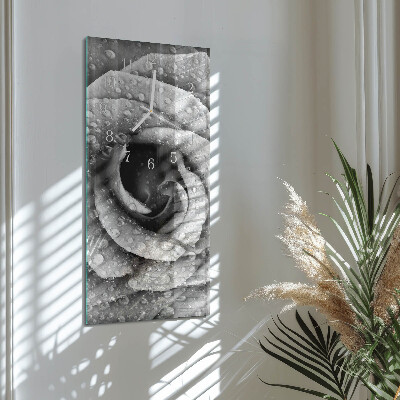 Vertikale glas wanduhr Rose