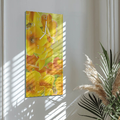 Vertikale glas wanduhr Blumen