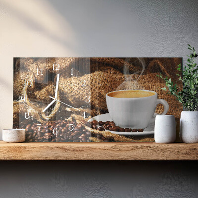 Horizontale glas wanduhr Kaffeebohnen
