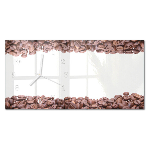 Glas wanduhr mit motiv horizontal Kaffeebohnen
