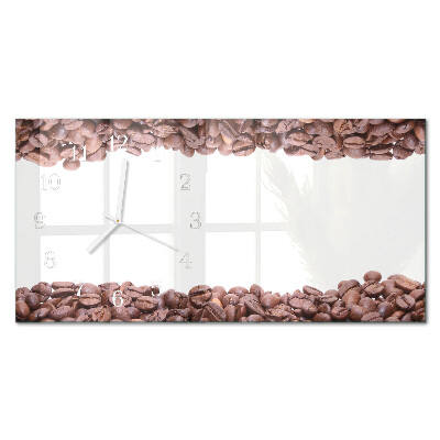 Glas wanduhr mit motiv horizontal Kaffeebohnen