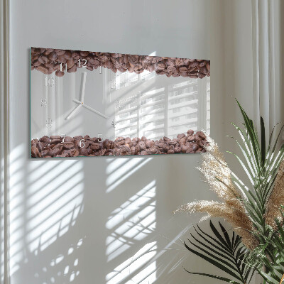 Glas wanduhr mit motiv horizontal Kaffeebohnen