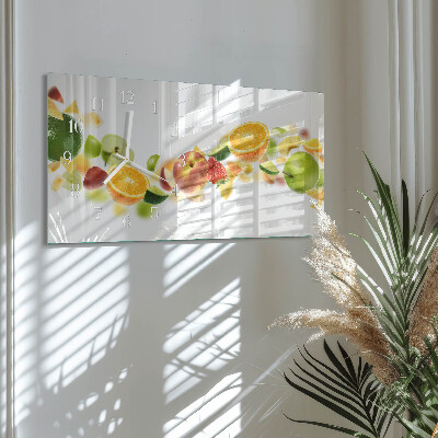 Horizontale glas wanduhr Fruchtmischung