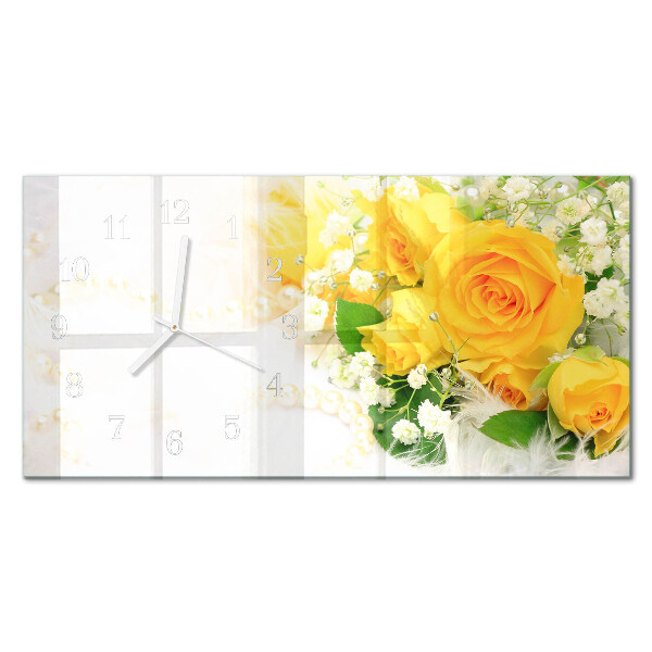 Glas wanduhr mit motiv horizontal Blume