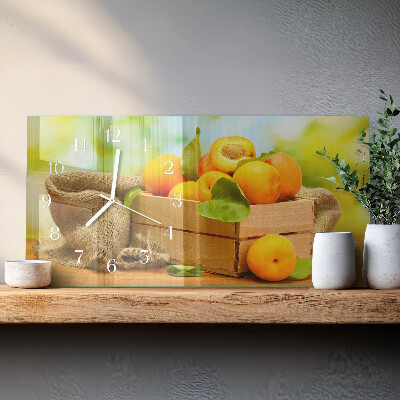 Horizontale glas wanduhr Aprikosen