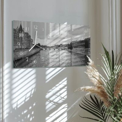 Glas wanduhr mit motiv horizontal Pariser Brücken