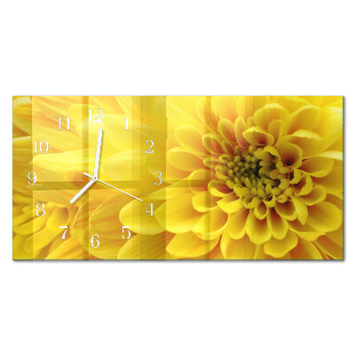 Horizontale glas wanduhr Chrysanthemen