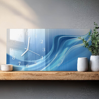 Wanduhr aus glas horizontal Blaue Wellen