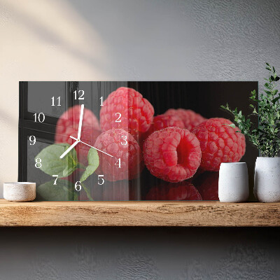 Glas wanduhr mit motiv horizontal Himbeeren vom Strauch