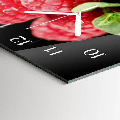 Glas wanduhr mit motiv horizontal Himbeeren vom Strauch