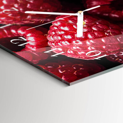 Glas wanduhr mit motiv horizontal Himbeeren