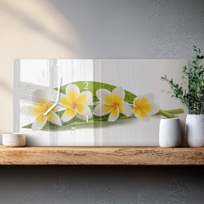 Glas wanduhr mit motiv horizontal Blühende Pflanzen