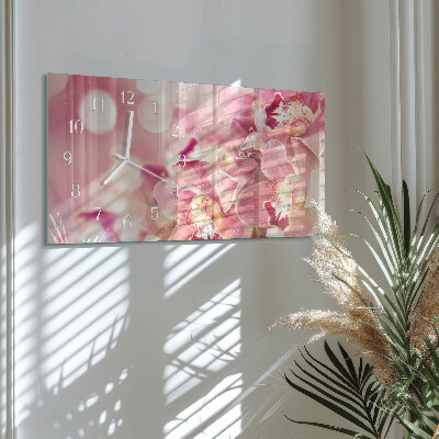 Horizontale glas wanduhr Orchideen
