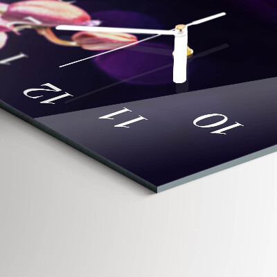 Horizontale glas wanduhr Orchidee