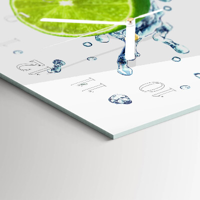 Glas wanduhr mit motiv horizontal Zitrone mit Minze