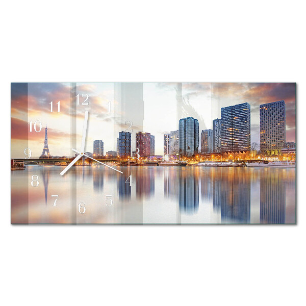Horizontale glas wanduhr Abendliches Paris