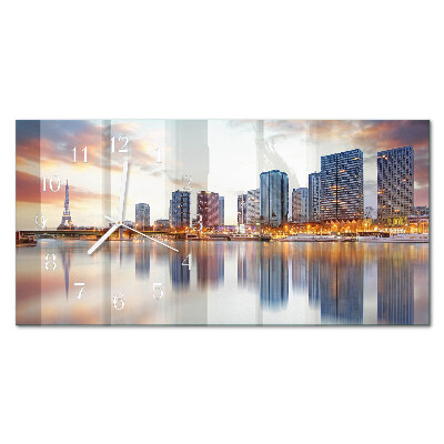 Horizontale glas wanduhr Abendliches Paris
