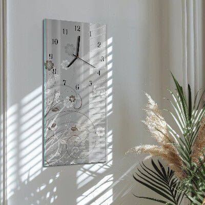 Vertikale glas wanduhr Blumen