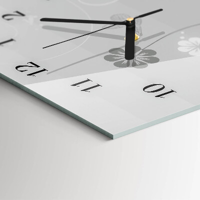 Vertikale glas wanduhr Blumen