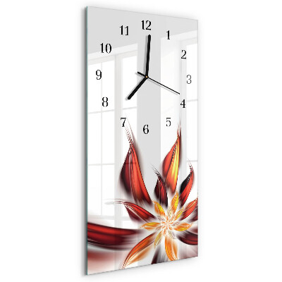 Vertikale glas wanduhr Blume