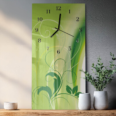 Wanduhr design ausgefallen vertikal Blumenmuster