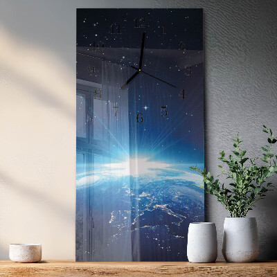 Moderne wanduhr vertikal Das Universum der Erde