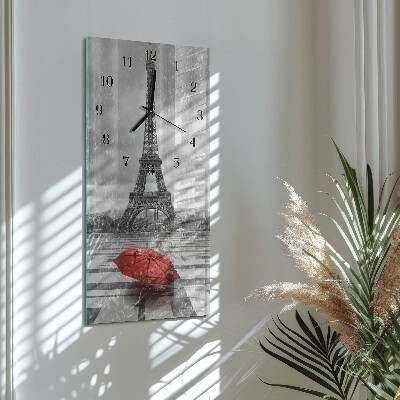 Vertikale glas wanduhr Eiffelturm