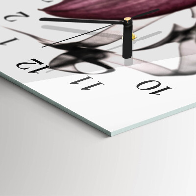 Vertikale glas wanduhr Orchidee