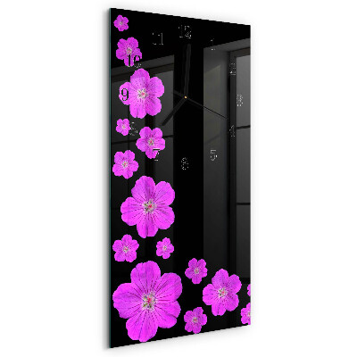 Vertikale glas wanduhr Blumen