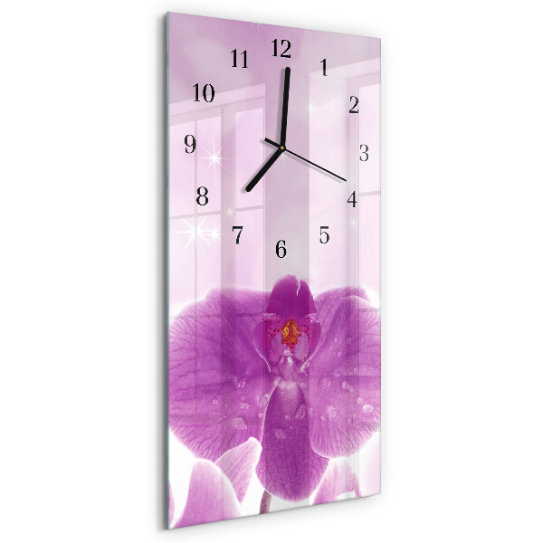 Moderne wanduhr vertikal Orchidee