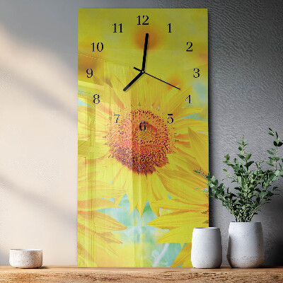 Wanduhr design ausgefallen vertikal Sonnenblume