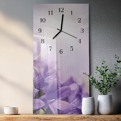 Vertikale glas wanduhr Blume