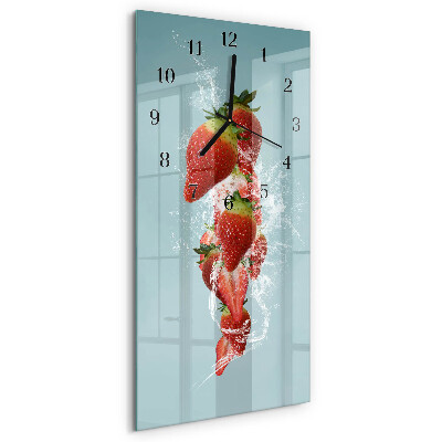 Vertikale glas wanduhr Erdbeere