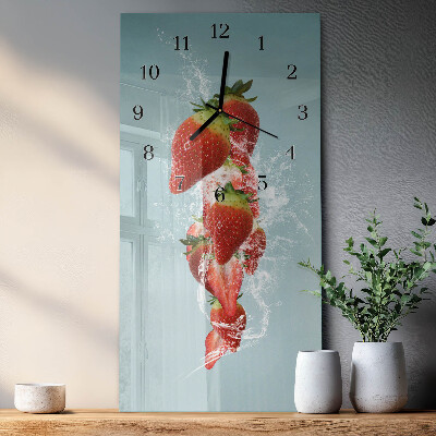 Vertikale glas wanduhr Erdbeere