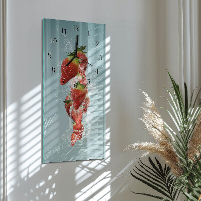 Vertikale glas wanduhr Erdbeere