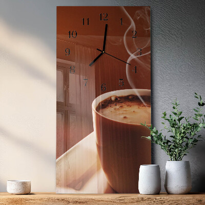 Vertikale glas wanduhr Kaffee